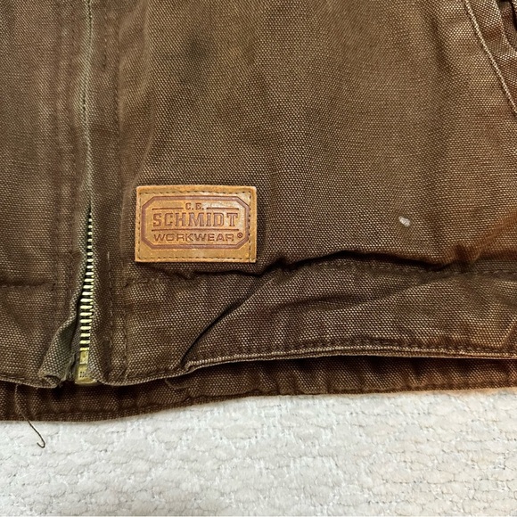 C.E. Schmidt Workwear Canvas Coat Brown Sherpa Lined Men’s Size 2XLR - Picture 3 of 12